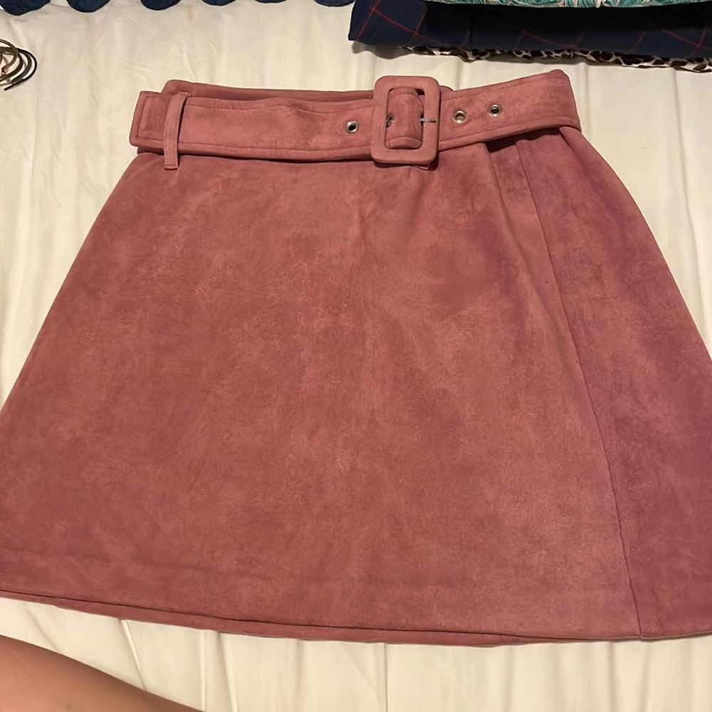 Pink suede miniskirt